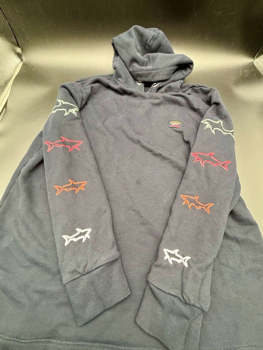 Paul & Shark Yachting Embroidered Multi-Shark Sleeve Hoodie Black - XL